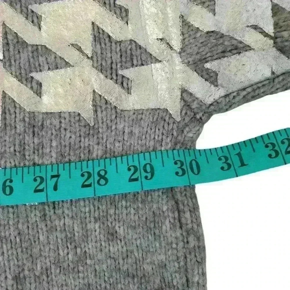 LORD & TAYLOR 424 5TH wool grey sweater with silver houndstooth. Size XL - Picture 5 of 6